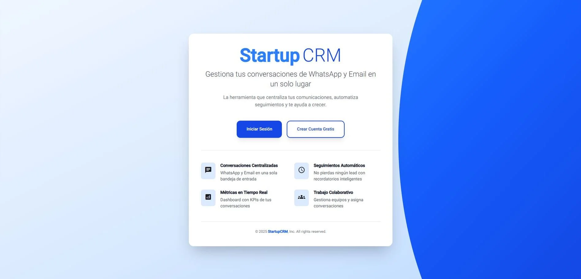 Captura del proyecto Startup CRM - No Country