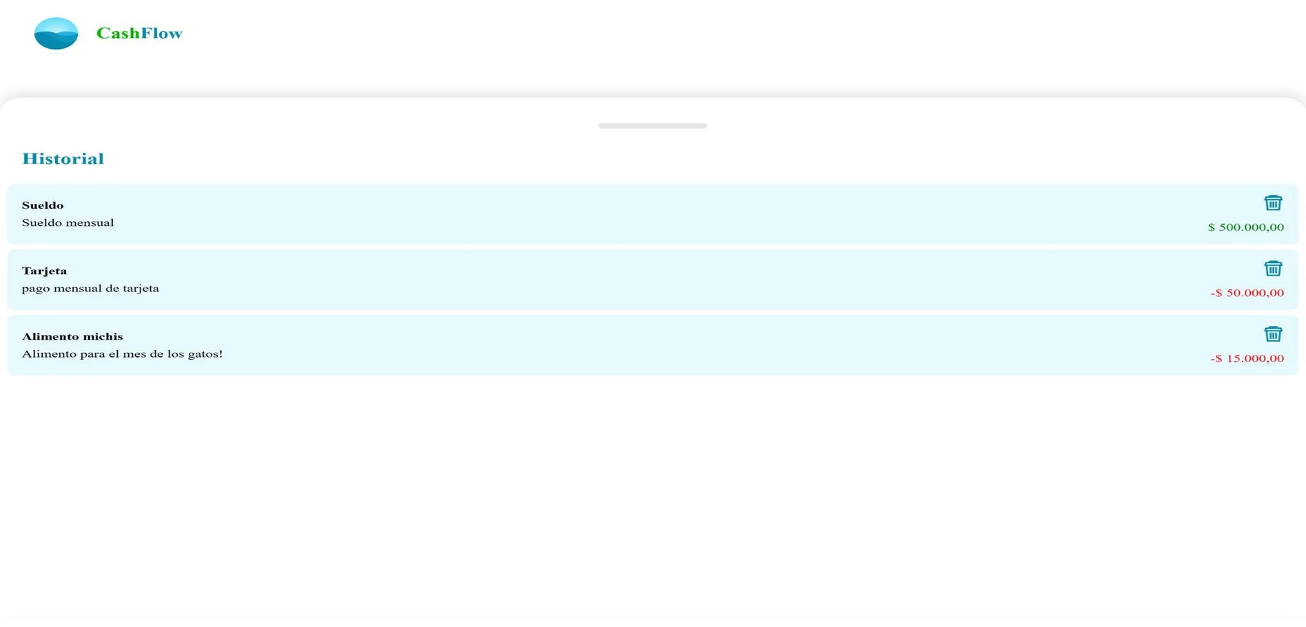 Captura del proyecto Expense Tracker